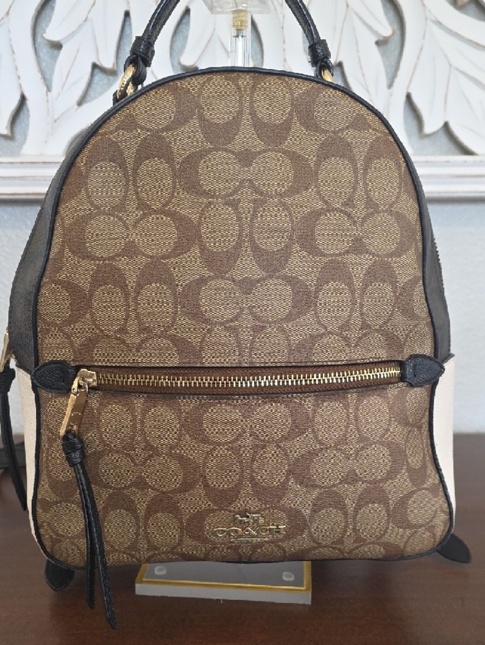 Coach Brown Signature Canvas Mini Backpack with Black Trim (P19) - Picture 2 of 8